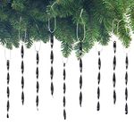 AMS Christmas Tree Ornaments 24PCS Aluminum Twisted Icicles Ornament Set for Christmas Tree New Year Party Decorations Supplies(Shiny 7",Black)