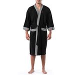 IZOD Men's Waffle Knit Kimono Robe, Black, One Size