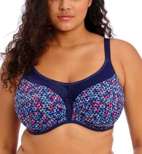 Elomi Women's Energise Underwire with Racerback Conversion Sports Bra (8042), Navy Geo, 24DD