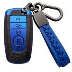 Syodiesn for Ford Key Fob Cover Soft TPU with Keychain Key Case Shell Full Protection Compatible with Ford Explorer Mustang Fusion Escape F150 F250 F350 F450 F550 Edge 5 Button, Blue