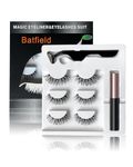 Batfield 3 Pairs Magnetic False Eyelashes - Reusable Fake Eyelashes with Eyeliner and Tweezer - Artificial Eye Lashes for Women Natural Wispy(Style 5)