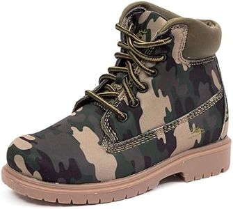 Deer Stags Kids' Mak2 Waterproof Work Boot, Green/Camo, 5 Big Kid