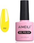AIMEILI Soak Off U V LED Hema Free Neon Yellow Gel Nail Polish Cruelty Free Vegan Gel Polish - Neon Canary Translucent Yellow (052) 10ml