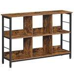 VASAGLE Bookshelf Bookshelf Shelf Unit 6 Compartments for Office Living Room Bedroom 120 x 33 x 80 cm Industrial Design Rustic Brown and Black LLS104B01