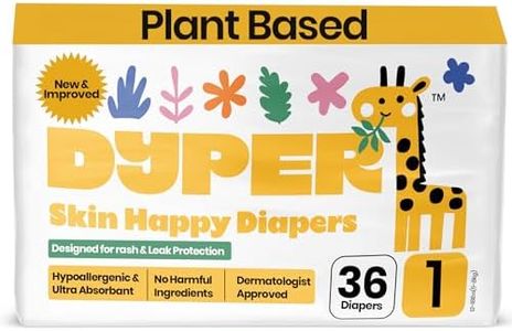 DYPER - Baby Diapers Hypoallergenic Cloth Alternative Day & Overnight Protection - Made with Plant-Based* & Honest Ingredients - Size 1 (36 Count)