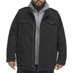 Levi's Men's Washed Cotton Military Jacket with Removable Hood (Standard and Big & Tall), Black, 5X Big