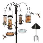 Ointo Garden 6-Hook Bird Feeding Station Kit,Bird Feeder Pole Feeder Hanging Kit & Bird Bath for Attracting Wild Birds with Squirrel Proof Baffle Guard