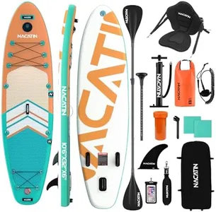 NACATIN Inflatable Stand Up Paddle Board with Kayak Seat, Upgrade Version 10′ 6" Paddle Board with Free Premium SUP Accessories & Backpack,10L Dry Bag, Phone Pouch, Shoulder Strap. (Orange)