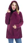 Smallshow Baby Carrier Jacket 3 IN 1 Fleece Zip Up Kangaroo Maternity Hoodies Wine M