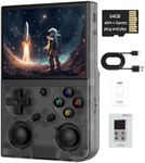 G350 Retro Handheld Game Console , 3.5 Inch IPS Screen Linux System Built-in 64G TF Card 4371 Games Preloaded Game Console 3200mAh Battery(Transparent Black)