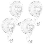 Shower Suction Hooks, Quntis 4Pcs Heavy Duty Large Suction Cup Hooks Clear Wreath Hanger Kitchen Bathroom Window Glass Door Vacuum Suction Hooks Hanging Loofah Sponge Towel Bathrobe Christmas Wreath