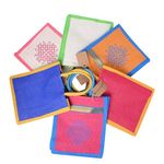 Lakmo Crafts® Jute Bags with Contrast Kolam Print for Return Gifts | Thamboolam Bags | Wedding Return Gifts | Multicolor 8 * 9 * 4 inches (5)