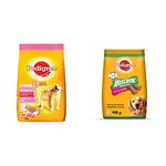 Pedigree Puppy Dry Dog Food, Chicken & Milk, 1.2kg Pack and Biscrok Biscuits Dog Treats (above 4 Months), Milk and Chicken Flavor, 500g Pack