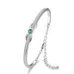 Praelinos Infinity Love Bracelet for Women White Gold Plated Bangle Silver Tone Jewelry 5A Cubic Zirconia Bracelets for Christmas Mother's Day Valentine's Day Birthday Gifts for Mom Wife Girlfriend Sister Girls Her (Emerald)