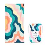 Dock & Bay Beach Towel - Quick Dry, Sand Free - Compact, Lightweight - 100% Recycled - Includes Bag - Stripes Go Wild - Get Wavy - Large (160x90cm, 63x35)