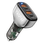 SONRU USB C Car Charger, 120W Cigarette Lighter USB Charger 4 Ports [PD60W & QC30W] Super Fast Car Charger Adapter for iPhone 16 Pro Max Samsung Galaxy S23/22 Pixel Ipad Air and More