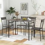 Giantex Dining Table Set for 4, 5-Piece Breakfast Nook with Kitchen Table, 4 Dining Chairs, Metal Frame, Space-Saving Dinette Table Set for 4, Small Place, Kitchen Table Chairs Set of 4 (Grey)