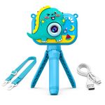 Toy Imagine Dino Design Kids Digital Camera with Tripod 48MP HD Photos & 1080P Video Recording Filters,Frames & Inbuilt Games Birthday Gift for Boys & Girls Age 6–12 (Color Assorted) Card Not Included
