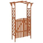vidaXL Solid Firwood Pergola with Gate Lawn Garden Outdoor Terrance Backyard Structure Wooden Arch Gate Pergola 116x40x204 cm Brown