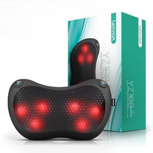 VOYOR Cojín Masajeador Shiatsu de Cuello Espalda con Calor Almohada de Cervical Electrica Masajeador de Tejidos Profundos para Cuello, Espalda, Hombros Cintura en Hogar, Oficina y Auto YZ100