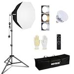 Heysliy Octagonal Softbox 26''/65cm, Photography Lighting Kit with 85W Bi-Color Dimmable LED Bulb, Studio Lighting for Video Recording, Fashion Portrait, Product Photography, Live Stream (HB65)