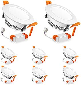 3 Inch LED Recessed Lighting Dimmable Downlight, 5W (40W Halogen Equivalent), 6500K Daylight White, CRI80, Recessed Ceiling Light with LED Driver (8 Pack)