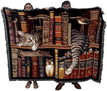 Pure Country Weavers Frederick The Literate Cat Blanket by Charles Wysocki - Gift for Cat Lovers - Tapestry Throw Woven from Cotton - Made in The USA (72x54)