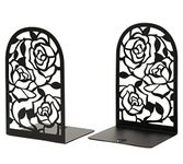 CNK Book Ends, Premium BookEnds for Bookend Shelves, Book Stopper Metal Book Ends for Home Office Heavy Books, Book Shelf Holder, Home Decorative, Book Stoppers, Book Holder (Rose Black)