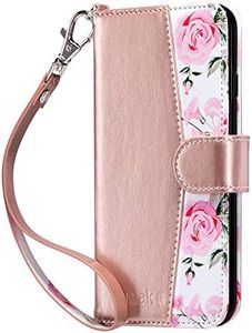 ULAK Wallet Case for iPhone 6s Plus, iPhone 6 Plus Case, Flip Folio PU Leather Kickstand Case with Card Slot Wrist Strap ID Credit Card Pockets for iPhone 6 Plus / 6S Plus 5.5 inch, Rose Gold