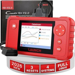 LAUNCH Creader VII+ V2.0 OBD2 Scanner Diagnostic Scan Tool, 2026 New Automotive Check ABS SRS Transmission and Engine Code Reader, 3 Reset Oil Service/Throttle Relearn/SAS Reset, Free Update