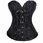 Corset Top for Women Overbust Sweetheart Lace Up Plastic Bones Corset Bustier Top Ladies Lingerie Bodyshaper Top Plus Size Bustier Corset Top for Women Overbust Waist Cincher Shapewear Lingerie