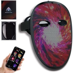 megoo Maschera led con bluetooth app programmazione,Maschera luminosa digitale elettronica a led,per halloween costume partito festa mascherata cosplay dj rave,cool led Maschera per adulti/bambini