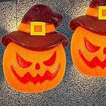 Twinkle Star 2 Pack Halloween Porch Light Covers, Decorative Jack-o-Lantern Porch Lamp Shade Cover for Indoor Outdoor, EVA Sparkling Pumpkins Ornament, Party Haunted House Door Wall Lamp Decoration