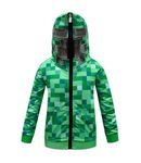 Boys' Smile Face Mask Hoodie Kids Fashion DJ 3D Long Sleeve Jumper Cosplay Jacket (Green, 12-13 Years)