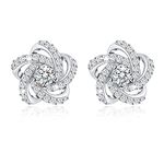 GEORGE · SMITH Earrings for Women, 925 Sterling Silver Flower Stud Earrings Hypoallergenic Silver Earrings, 5A CZ Earrings Mother's Day Gifts for Her-10 * 10mm