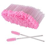 XPP Disposable Eyelash Brushes,100PCS Eye Brow Spoolie Castor Oil Brush Mascara Wands Cosmetic Makeup Tools(Crystal Pink)