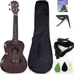 Tenor Ukelele Ukulele Solid Top Mahogany 26 Inch With Ukulele Accessories With Gig Bag,Strap,Nylon String, Guitar Trigger Capo,Picks