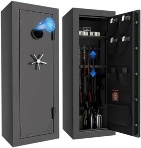 KAER Fireproof Gun Safe Biometric 20 Gun Safe for Rifles and Pistols 30 Minute Fire Protection Heavy-Duty Fingerprint Gun Cabinet for Shotguns with Digital Keypad, Large Quick Access (Grey)