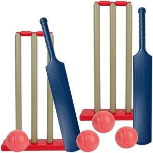 Solrowasun 2 Pack Beginner Cricket Sets Plastic 2 x 23.22 Bat, 4 Balls Allowing Up to 2 Players Beach Backyard Sports Game