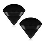 WLLHYF Triangle Powder Puff Face Makeup Sponge Wedge Shape with Strap Soft Velour Powders Puffs for Mineral Powder Cosmetic Loose Powder Body Powder Wet Dry Foundation Beauty Tool (black-2pcs)