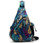 TurnWay Water-Proof Sling Backpack/Crossbody Bag/Shoulder Bag for Travel, Hiking, Cycling, Camping for Women & Men (Palm Leaf)