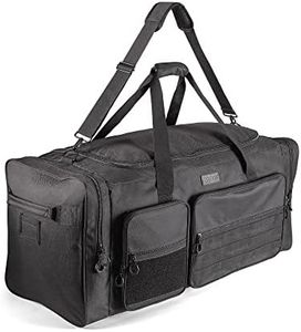 Fitdom 130L 36" Heavy Duty Extra Large Sports Gym Equipment Travel Duffle Bag W/Adjustable Shoulder Strap & 7 Compartments. Perfect for Soccer Baseball Basketball Hockey Football, Team Coaches & More, Black, Tactical Inspired