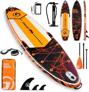 Genreen Paddle Board Stand up Paddle Board Newly Improved Quality Inspection×5 11'*34'' EVA0.5cm Thickened PVC 5 Grips for JP customers Double Layer 450LBS Family Pet Friendly (Lava Orange Black)