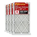 Filtrete Micro Allergen Defense HVAC Air Filter, Exclusive 3-in-1 Electrostatic 3M Technology, MPR 1000, 10 x 20 x 1-Inches, 4-Pack