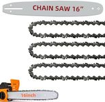 16 Inch Bar and Chain Combo, 16-Inch Replacement Chainsaw Bar and Chains 56 Drive Links .050" Gauge, 3/8" Pitch Compatible with Craftsman, Echo, Poulan (3Chains+1Bar)