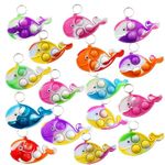 Roaqua 30 Packs Bulk Whales Backpack Mini pop Fidget Keychain，Birthday Party Favors,Summer Students Gifts for boy and Little Girl,Kids