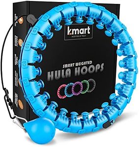 K-MART Smart Hula Ring Hoops, Weighted Hula Circle 24 Detachable Fitness Ring with 360 Degree Auto-Spinning Ball Gymnastics, Massage, Adult Fitness for Weight Loss (Cyan Blue)