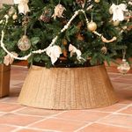 HEMEIYU Handmade Christmas Tree Collar Basket Skirt-Elegant Woven Rattan Ring Base Cover-27in Stand Decoration for Holiday Home-Ideal for Covering Tree Stand