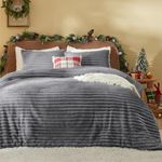 Bedsure Fluffy Comforter Set Queen - Super Soft Faux Fur Comforter Queen Size Light Grey, Winter Warm Fleece Bedding Set, Plush Fuzzy Bed Set, 3 Pieces, 1 Shaggy Comforter with 2 Pillowcases