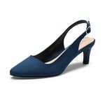 DREAM PAIRS Womens Slingback Sandals Pumps Pointed Toe Dress Party Court Shoes Ladies Kitten Heel Wedding Shoes SDHS2234W-E,Size 7,Navy-Suede,SDHS2234W-E